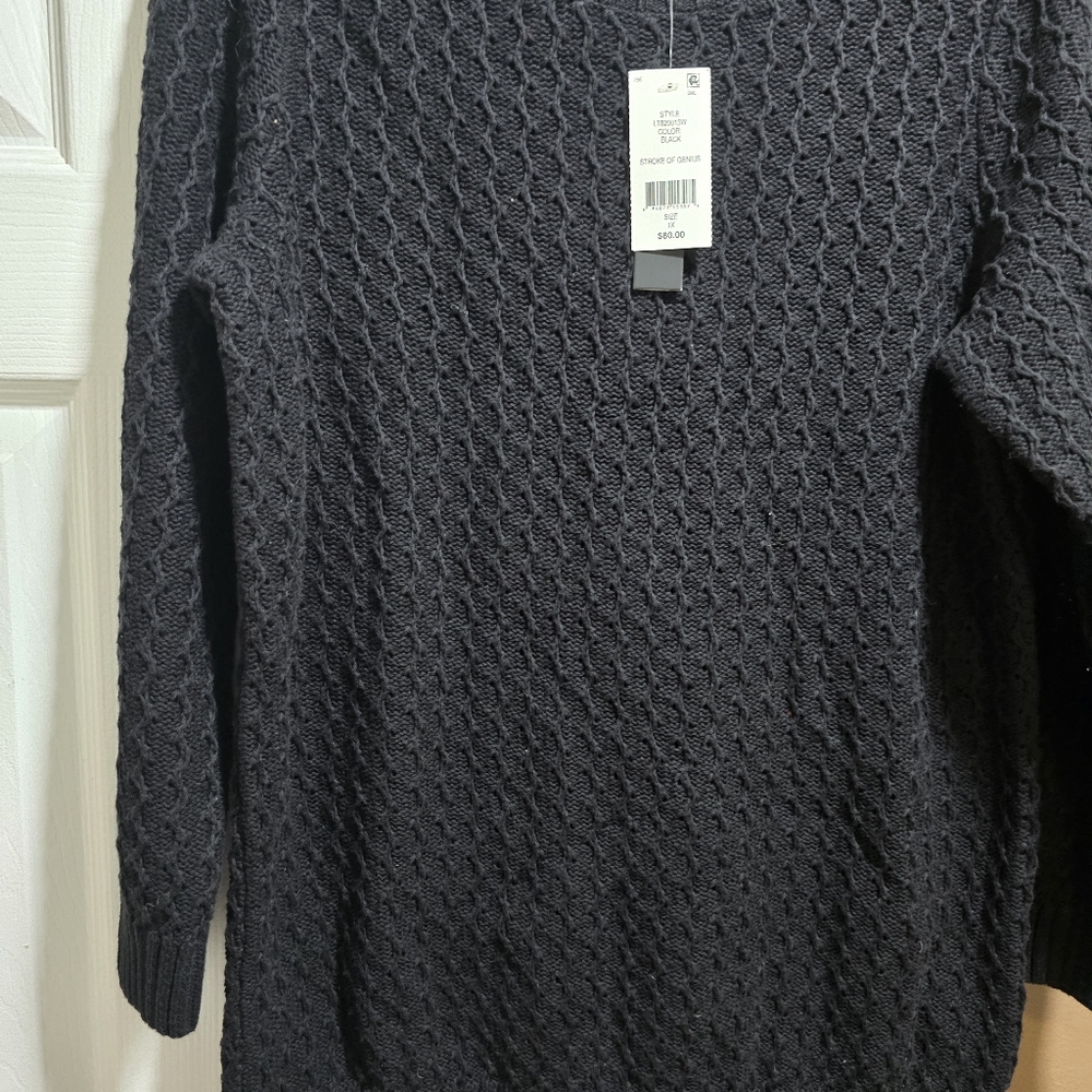 Nwt Black Textured Knit Sweater By Context Size 1x